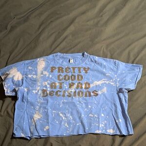 Blue Graphic Tee with White Accents